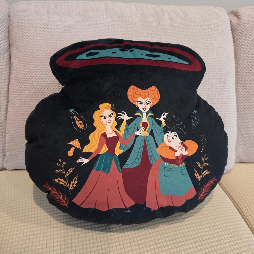 Disney Hocus Pocus Cauldron Decorative Pillow Black Sanderson Sisters Spell